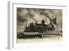 Reims Cathedral is Set on Fire by the Germans-null-Framed Art Print