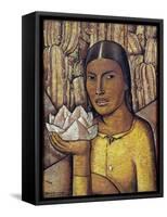Reina Xochtl (Gouache on Newspaper)-Alfredo Ramos Martinez-Framed Stretched Canvas