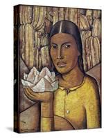 Reina Xochtl (Gouache on Newspaper)-Alfredo Ramos Martinez-Stretched Canvas