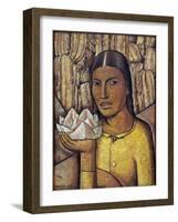 Reina Xochtl (Gouache on Newspaper)-Alfredo Ramos Martinez-Framed Giclee Print