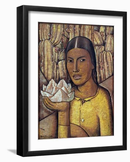 Reina Xochtl (Gouache on Newspaper)-Alfredo Ramos Martinez-Framed Giclee Print