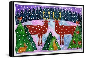 Reindeer and Rabbits-Cathy Baxter-Framed Stretched Canvas