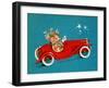 Reindeer Couple Taking a Ride in a Red Coupe Convertable, National Museum of American History-null-Framed Art Print