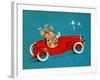 Reindeer Couple Taking a Ride in a Red Coupe Convertable, National Museum of American History-null-Framed Art Print