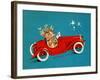 Reindeer Couple Taking a Ride in a Red Coupe Convertable, National Museum of American History-null-Framed Art Print