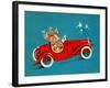 Reindeer Couple Taking a Ride in a Red Coupe Convertable, National Museum of American History-null-Framed Art Print