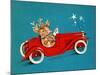 Reindeer Couple Taking a Ride in a Red Coupe Convertable, National Museum of American History-null-Mounted Art Print