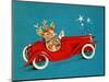 Reindeer Couple Taking a Ride in a Red Coupe Convertable, National Museum of American History-null-Mounted Art Print