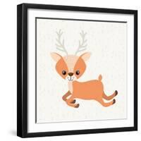 Reindeer Cute Wildlife Icon Vector Isolated Graphic-grmarc-Framed Art Print