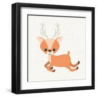 Reindeer Cute Wildlife Icon Vector Isolated Graphic-grmarc-Framed Art Print