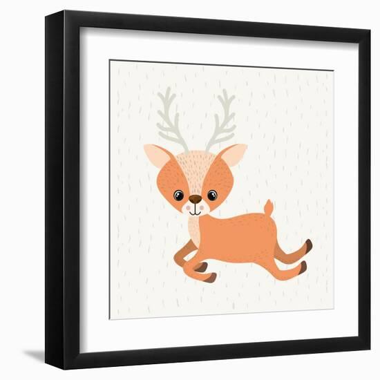 Reindeer Cute Wildlife Icon Vector Isolated Graphic-grmarc-Framed Art Print