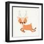 Reindeer Cute Wildlife Icon Vector Isolated Graphic-grmarc-Framed Art Print