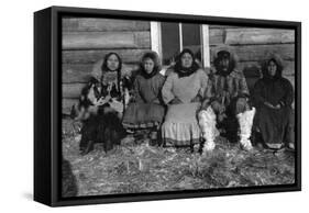 Reindeer Mary and Her Family in Alaska Photograph - Alaska-Lantern Press-Framed Stretched Canvas