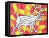 Reindeer on Stained Glass-Pat Scott-Framed Stretched Canvas