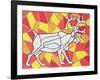 Reindeer on Stained Glass-Pat Scott-Framed Giclee Print