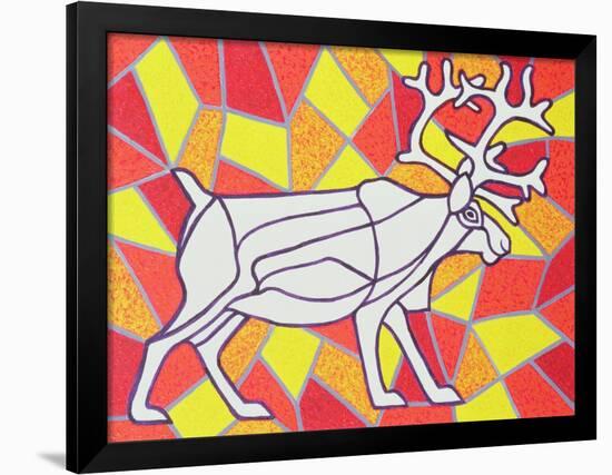 Reindeer on Stained Glass-Pat Scott-Framed Giclee Print