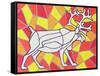 Reindeer on Stained Glass-Pat Scott-Framed Stretched Canvas