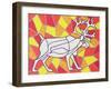 Reindeer on Stained Glass-Pat Scott-Framed Giclee Print