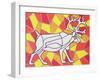 Reindeer on Stained Glass-Pat Scott-Framed Giclee Print