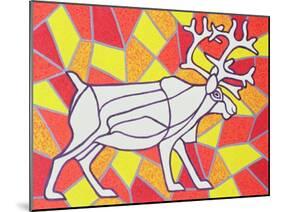 Reindeer on Stained Glass-Pat Scott-Mounted Giclee Print