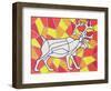Reindeer on Stained Glass-Pat Scott-Framed Giclee Print