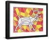 Reindeer on Stained Glass-Pat Scott-Framed Giclee Print