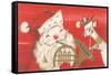 Reindeer, Santa with French Horn-null-Framed Stretched Canvas