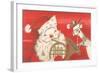 Reindeer, Santa with French Horn-null-Framed Art Print