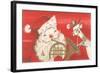 Reindeer, Santa with French Horn-null-Framed Art Print