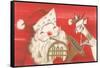 Reindeer, Santa with French Horn-null-Framed Stretched Canvas