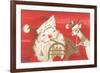 Reindeer, Santa with French Horn-null-Framed Art Print