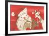 Reindeer, Santa with French Horn-null-Framed Art Print