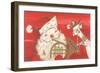 Reindeer, Santa with French Horn-null-Framed Art Print