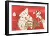 Reindeer, Santa with French Horn-null-Framed Art Print