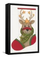 Reindeer Stocking-Beverly Johnston-Framed Stretched Canvas