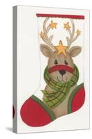 Reindeer Stocking-Beverly Johnston-Stretched Canvas