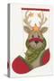 Reindeer Stocking-Beverly Johnston-Stretched Canvas