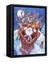 Reindeer Watch Santa Slide Down Chimney-Bill Bell-Framed Stretched Canvas