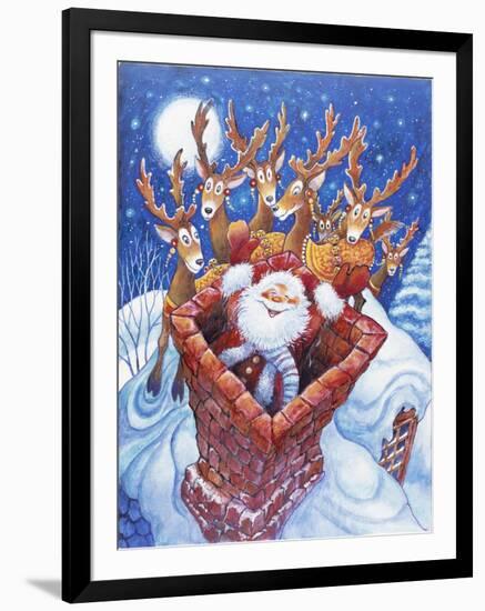 Reindeer Watch Santa Slide Down Chimney-Bill Bell-Framed Giclee Print