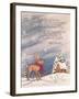 Reindeer Wearing Scarf in Front of Snow Covered Home with a Mark Johnston Poem Above-Beverly Johnston-Framed Giclee Print