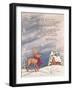 Reindeer Wearing Scarf in Front of Snow Covered Home with a Mark Johnston Poem Above-Beverly Johnston-Framed Giclee Print