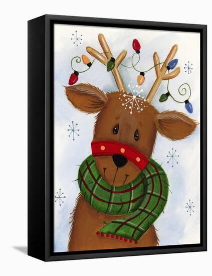 Reindeer with Lights-Beverly Johnston-Framed Stretched Canvas