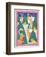 Reindeers around the Christmas Trees-Cathy Baxter-Framed Giclee Print