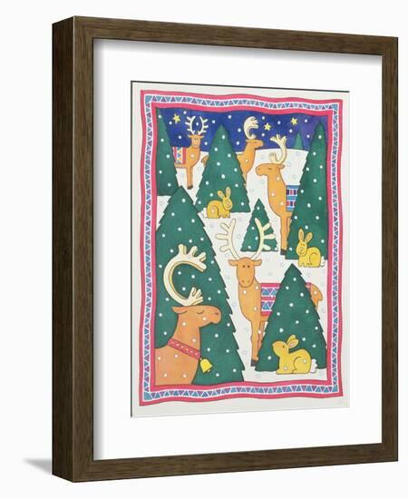 Reindeers around the Christmas Trees-Cathy Baxter-Framed Giclee Print