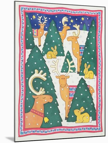 Reindeers around the Christmas Trees-Cathy Baxter-Mounted Giclee Print