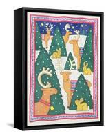 Reindeers around the Christmas Trees-Cathy Baxter-Framed Stretched Canvas