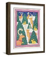 Reindeers around the Christmas Trees-Cathy Baxter-Framed Giclee Print