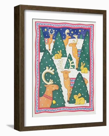 Reindeers around the Christmas Trees-Cathy Baxter-Framed Giclee Print