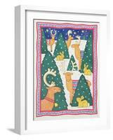 Reindeers around the Christmas Trees-Cathy Baxter-Framed Giclee Print