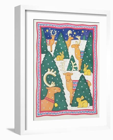 Reindeers around the Christmas Trees-Cathy Baxter-Framed Giclee Print